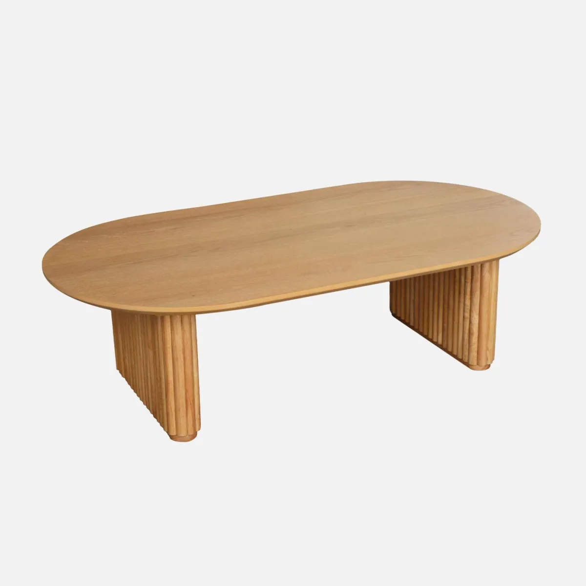 sweeek Tavolino ovale in legno di hevea placcato rovere