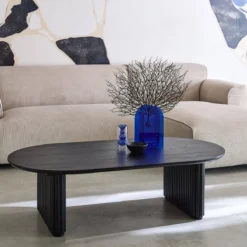 sweeek Tavolino ovale in legno di hevea placcato rovere