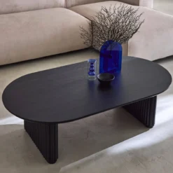 sweeek Tavolino ovale in legno di hevea placcato rovere
