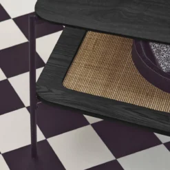 sweeek Tavolino quadrato con doppio piano effetto legno e canna da zucchero