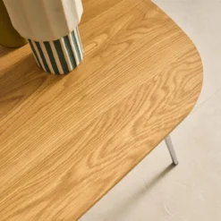 sweeek Tavolino rettangolare con gambe cromate e decorazioni in legno