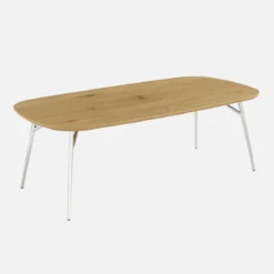 sweeek Tavolino rettangolare con gambe cromate e decorazioni in legno
