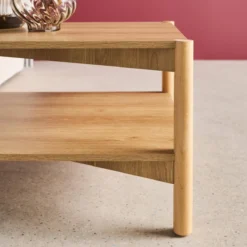 sweeek Tavolino rettangolare decorazione legno doppio ripiano