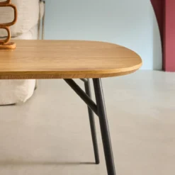 sweeek Tavolino rettangolare effetto rovere con gambe in metallo nero