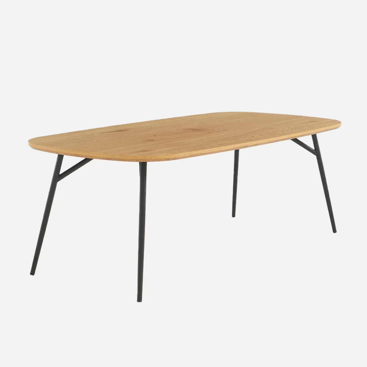 sweeek Tavolino rettangolare effetto rovere con gambe in metallo nero