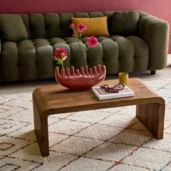Tavolino rettangolare in legno massello di acacia