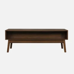 sweeek Tavolino scandinavo, decoro in legno scanalato, 2 nicchie, 1 cassetto