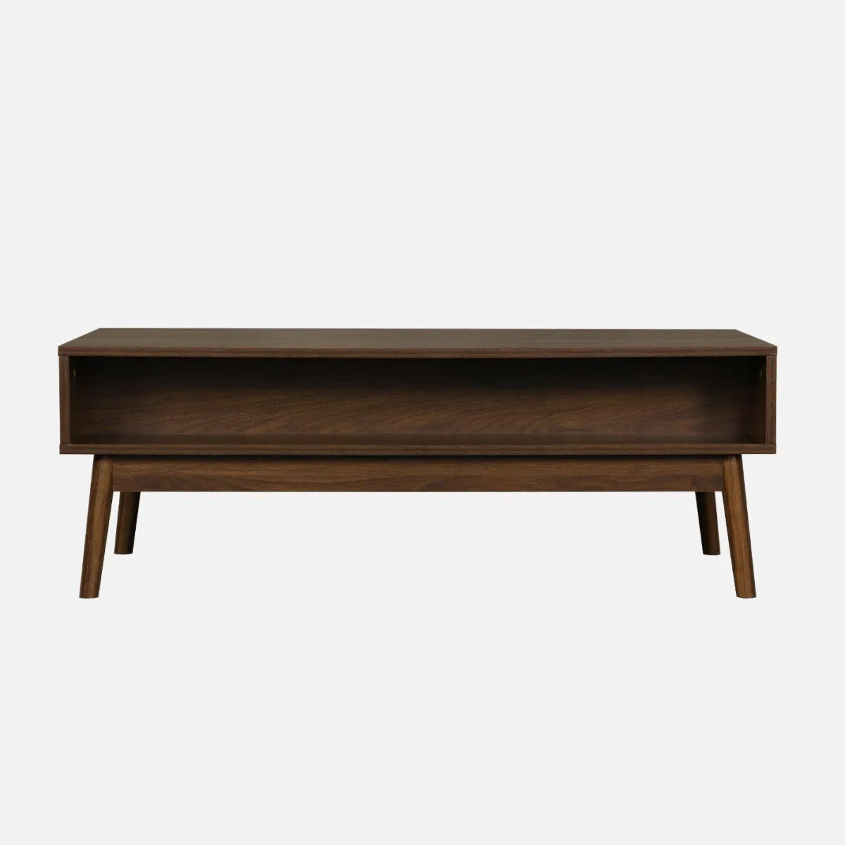 sweeek Tavolino scandinavo, decoro in legno scanalato, 2 nicchie, 1 cassetto