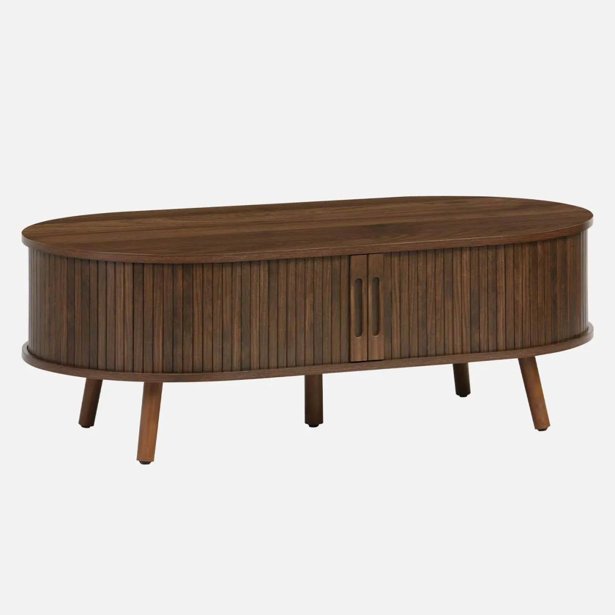 sweeek Tavolino scandinavo effetto legno scanalato 2 ante scorrevoli