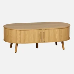 Tavolino scandinavo effetto legno scanalato 2 ante scorrevoli