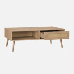 sweeek Tavolino scandinavo in canna intrecciata, 1 cassetto