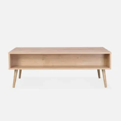 sweeek Tavolino scandinavo in vimini, 1 cassetto