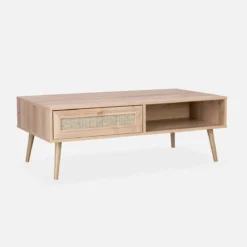 sweeek Tavolino scandinavo in vimini, 1 cassetto