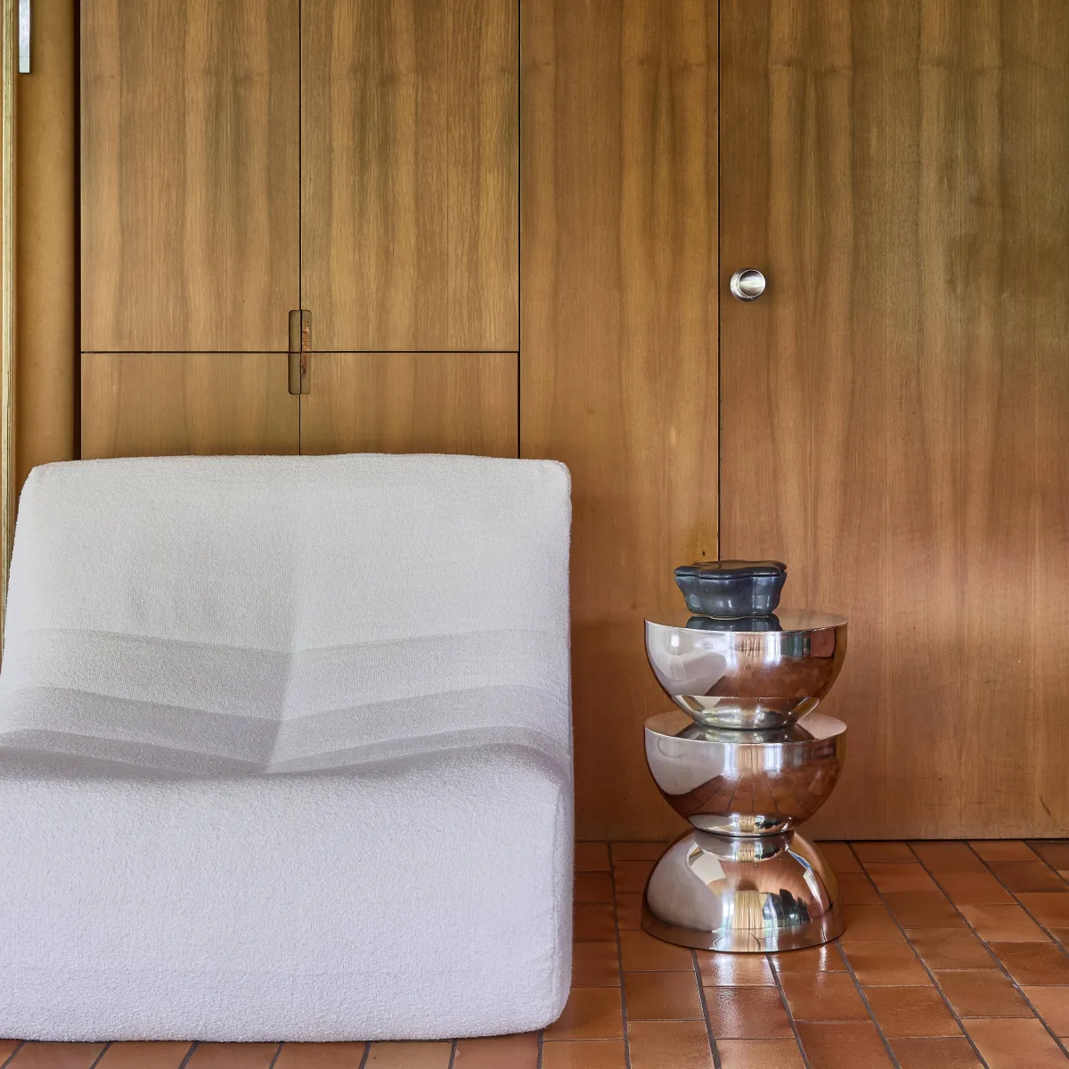 sweeek Tavolino, tavolino da salotto, comodino in acciaio inossidabile Ø32 x H46,5cm