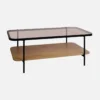 sweeek Tavolino vintage in metallo nero con piano in vetro