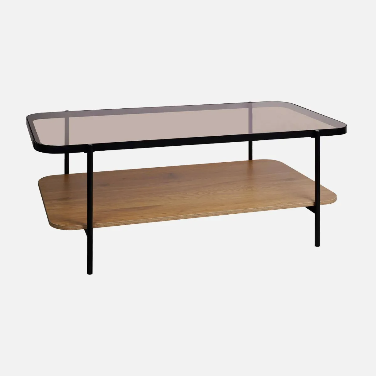 sweeek Tavolino vintage in metallo nero con piano in vetro