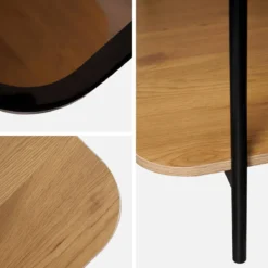 sweeek Tavolino vintage in metallo nero con piano in vetro