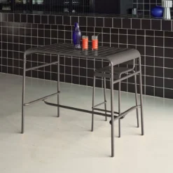 Tavolo alto da giardino in acciaio, 4 posti, 120cm