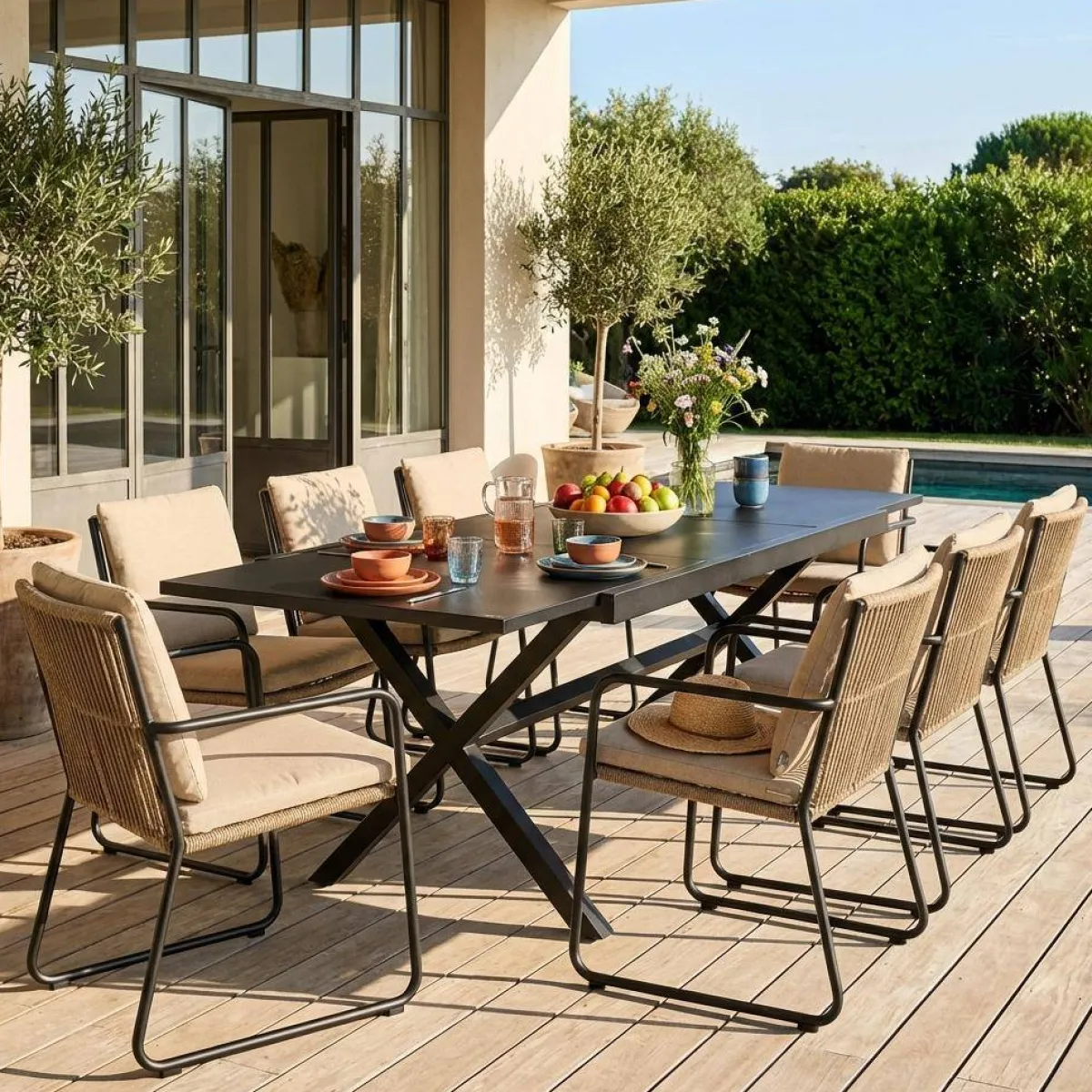 sweeek Tavolo da giardino allungabile in alluminio, 240cm