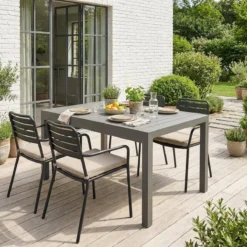 sweeek Tavolo da giardino allungabile in alluminio, 8 posti