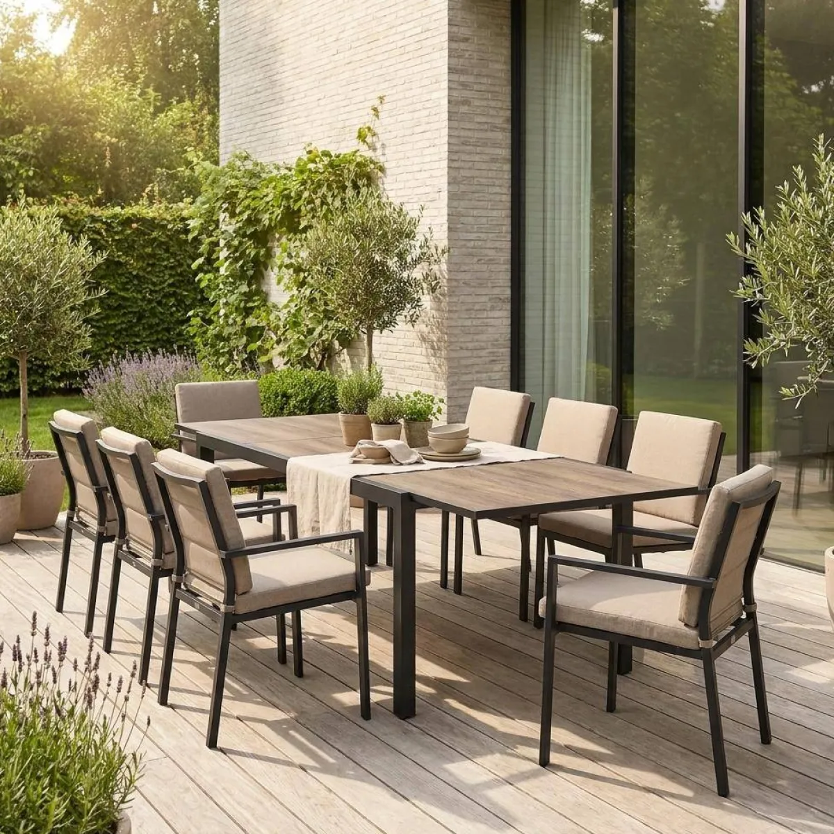 sweeek Tavolo da giardino allungabile in DPC e alluminio, 8 posti