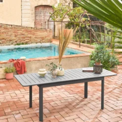 sweeek Tavolo da giardino allungabile in alluminio, 6 posti