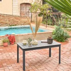 sweeek Tavolo da giardino allungabile in alluminio, 6 posti