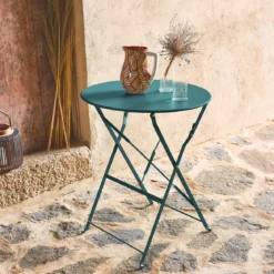 Tavolo da giardino bistrot pieghevole in acciaio, 2 posti, Ø60cm