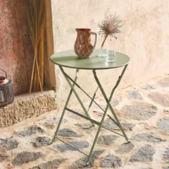 Tavolo da giardino bistrot pieghevole in acciaio, 2 posti, Ø60cm