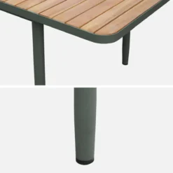 sweeek Tavolo da giardino estensibile in legno, struttura in alluminio, 10 posti