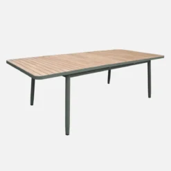 sweeek Tavolo da giardino estensibile in legno, struttura in alluminio, 10 posti