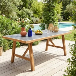 sweeek Tavolo da giardino in legno di acacia e alluminio, 8 posti