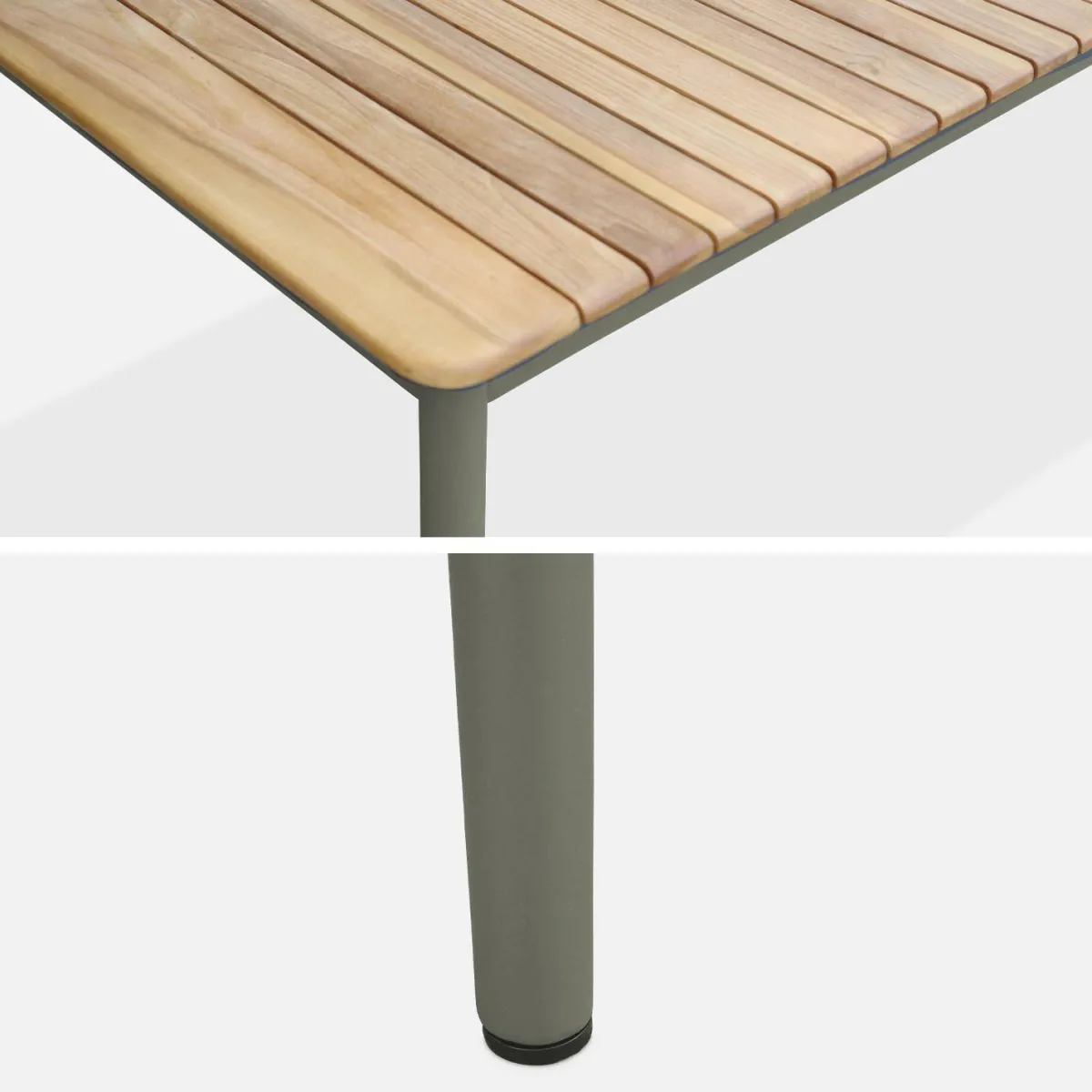 sweeek Tavolo da giardino in legno, piano in teak, struttura in acciaio, 10 posti