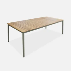 sweeek Tavolo da giardino in legno, piano in teak, struttura in acciaio, 10 posti