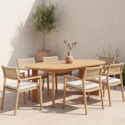sweeek Tavolo da giardino ovale in legno di acacia, 6 posti