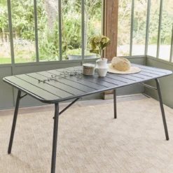 Tavolo da giardino pieghevole in metallo 6 posti, 140cm