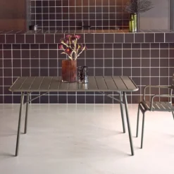 Tavolo da giardino pieghevole in metallo 6 posti, 140cm