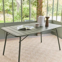 Tavolo da giardino pieghevole in metallo 6 posti, 140cm