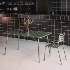 Tavolo da giardino pieghevole in metallo 6 posti, 140cm