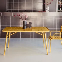 Tavolo da giardino pieghevole in metallo 6 posti, 140cm