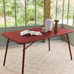 Tavolo da giardino pieghevole in metallo 6 posti, 140cm