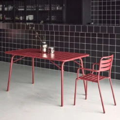 Tavolo da giardino pieghevole in metallo 6 posti, 140cm