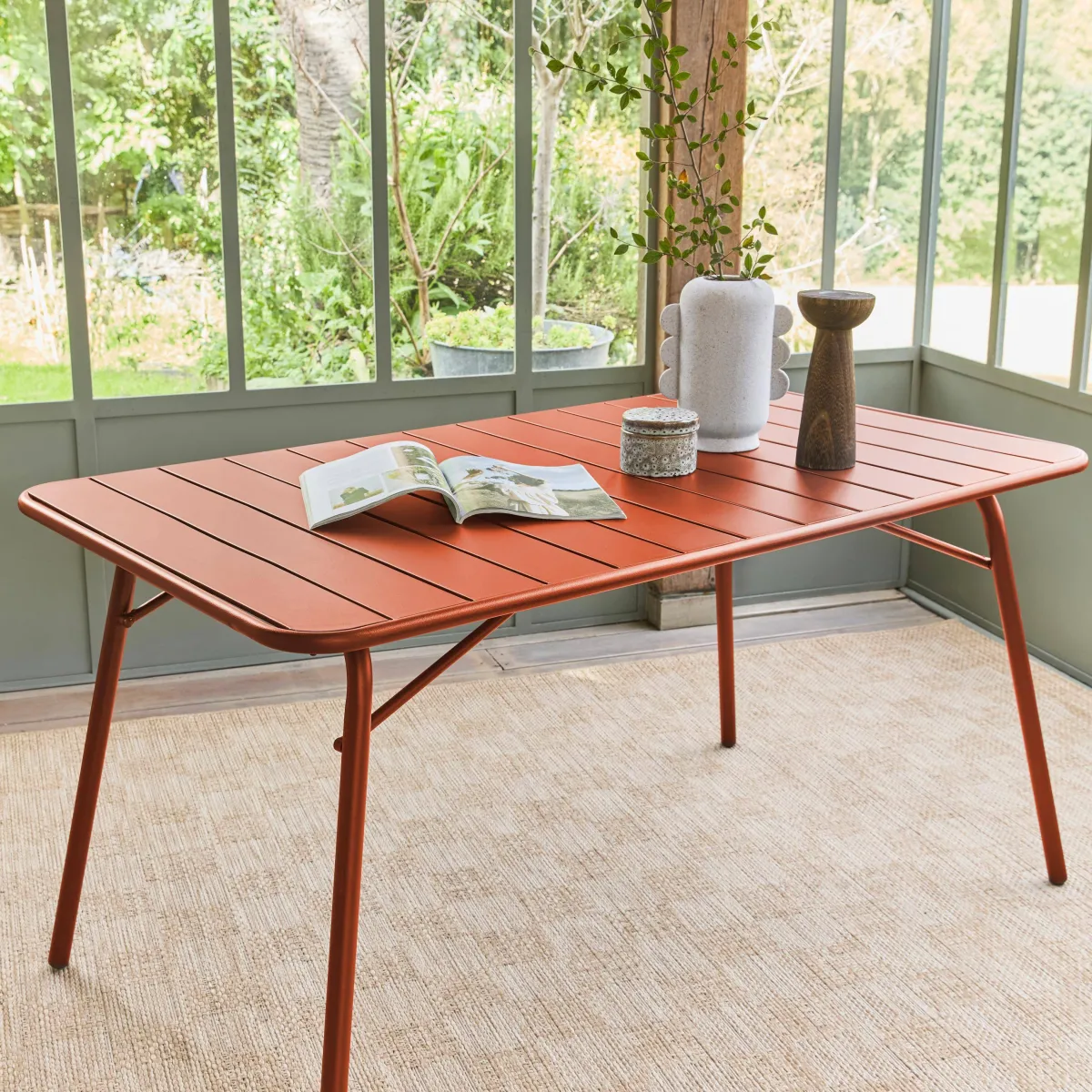 sweeek Tavolo da giardino pieghevole in metallo 6 posti, 140cm