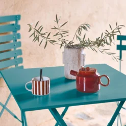sweeek Tavolo da giardino pieghevole in acciaio, 2 posti, 70cm