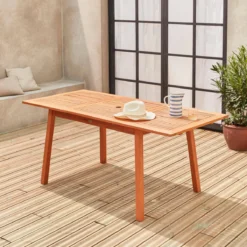 sweeek Tavolo da giardino rettangolare allungabile in legno, 6 a 10 posti