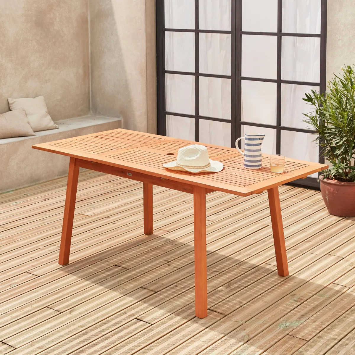 sweeek Tavolo da giardino rettangolare allungabile in legno, 6 a 10 posti