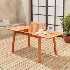 sweeek Tavolo da giardino rettangolare allungabile in legno, 6 a 10 posti