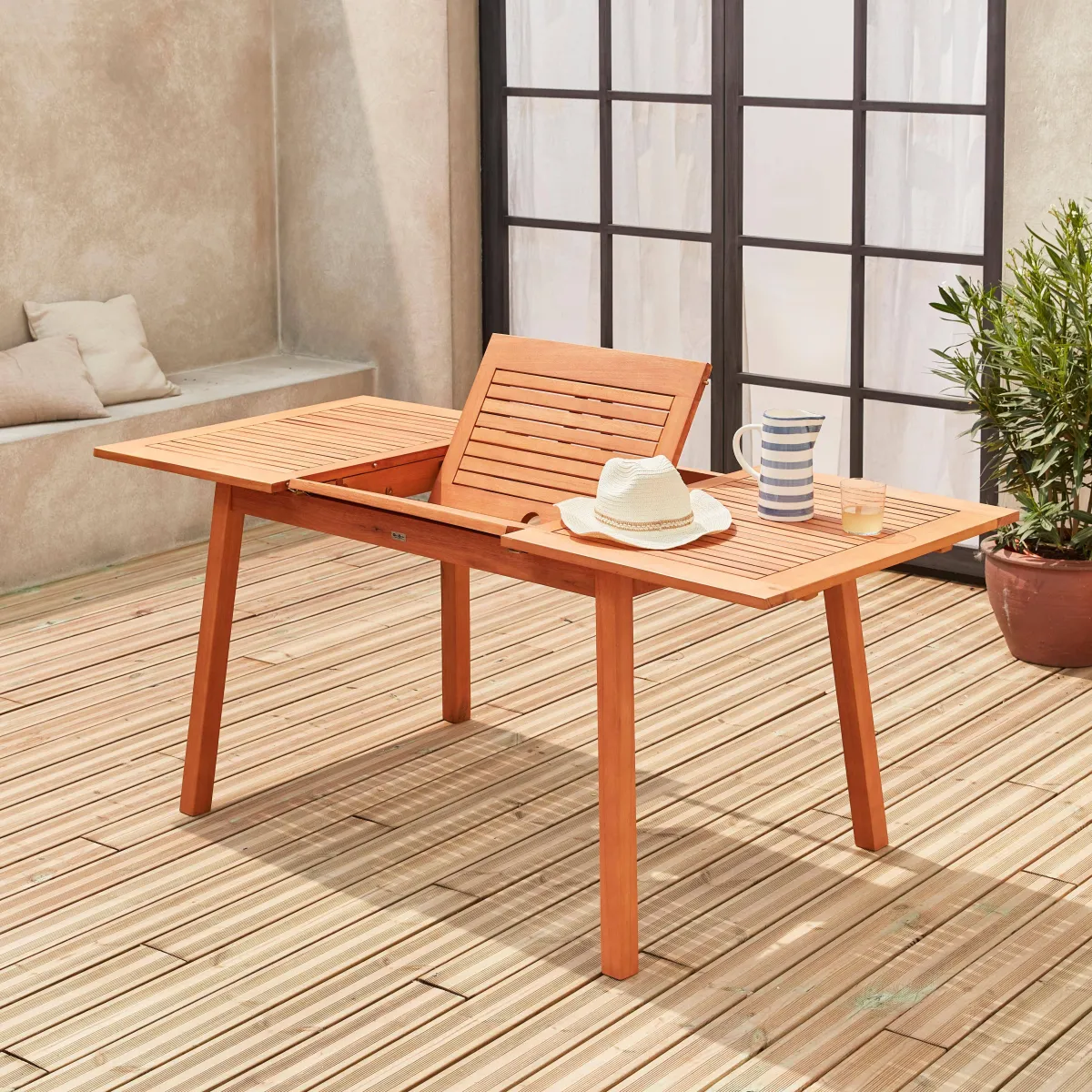 sweeek Tavolo da giardino rettangolare allungabile in legno, 6 a 10 posti