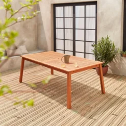 sweeek Tavolo da giardino rettangolare allungabile in legno, 12 posti