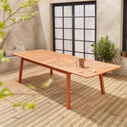 sweeek Tavolo da giardino rettangolare allungabile in legno, 12 posti